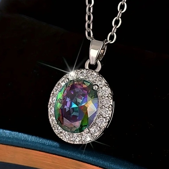Anthropologie Jewelry - Silver Iridescent Gemstone Necklace.